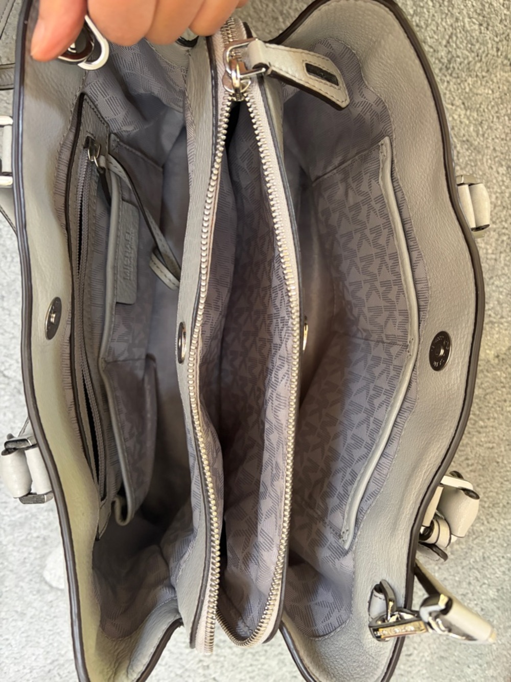 Michael Kors Gray Pebbled Leather Satchel - Picture 11 of 13
